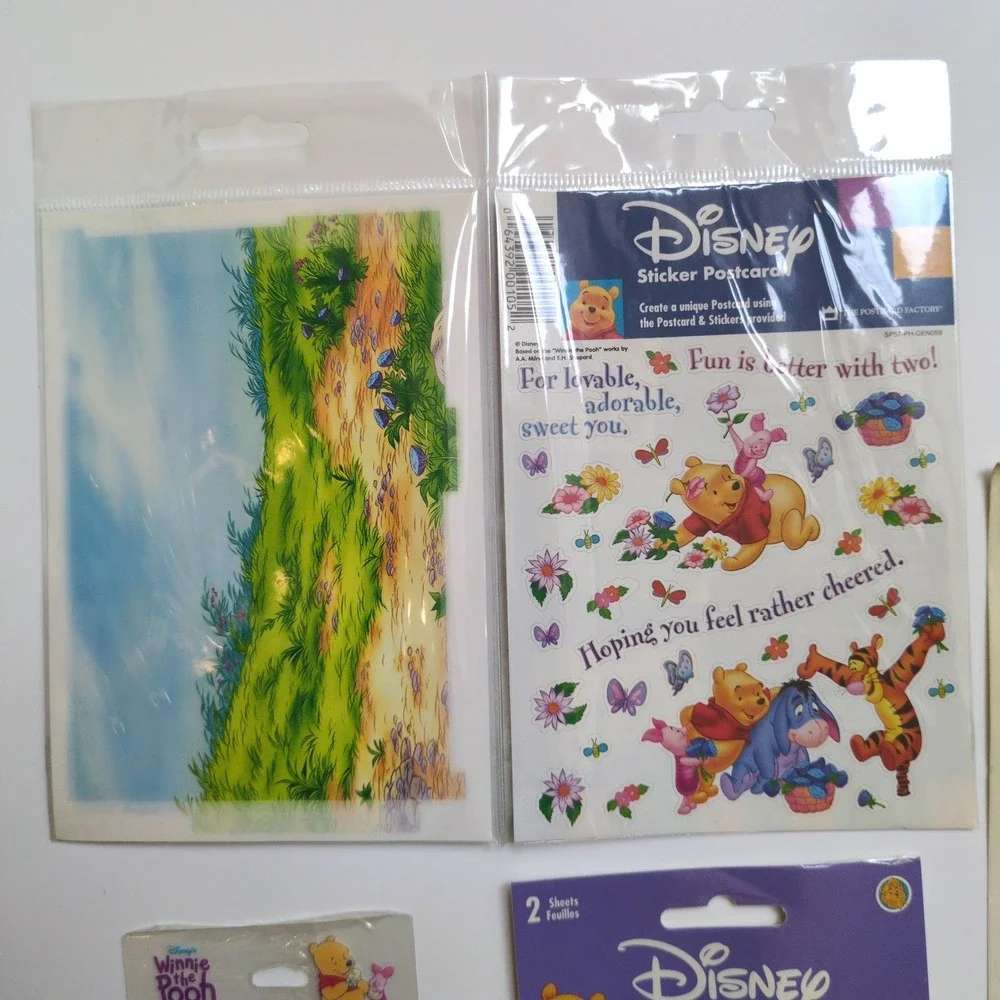 Disney Winnie the‎ Pooh Stickers Window Clings Postcard Set Sandylion Hallmark